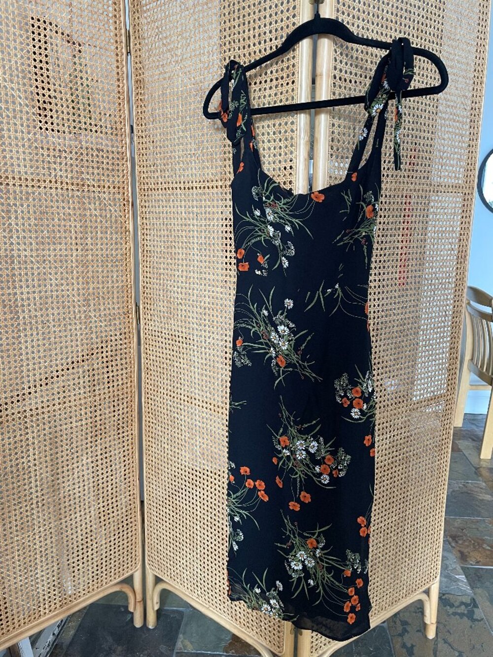 Reformation Black Floral Midi Dress